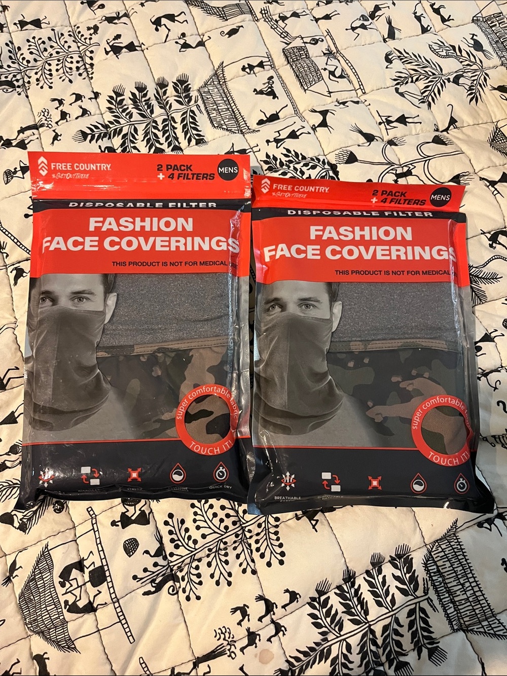 Free Country Men's Gray Neck Gaiter Face Coverings - 2 Pack